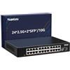 YuanLey Switch Ethernet Non Gestito 2.5G A 24 Porte, 24 X Porte 2.5Gb Base-T, 2 X 10G SFP+, Compatibile Con 100/1000/2500Mbps, Metallo Fanless, Montaggio Desktop/Rack YuanLey Switch Di Rete 2.5Gbe