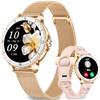 Fitonme Smartwatch Donna Chiamate, 1,27'' HD Schermo Orologio Smartwatch Rotondo con Notifiche Messaggi/120+ Sportive/Cardiofrequenzimetro/SpO2/Sonno, Smart Watch Donna IP68 per Android iOS, Oro Rosa