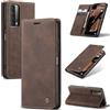 SLWYF Cover Compatible con Huawei P Smart 2021/Y7A, Retro Flip Caso in PU Pelle Premium Portafoglio Custodia Resistente Protezione Chiusura Magnetica Case per Huawei P Smart 2021/Y7A - Caffè