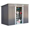 GYMAX Casetta da Giardino, Capanno in Acciao e Zinco con Porte, Ideale per Porta Attrezzi, Tosaerba, 238 x 131 x 181cm