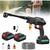 Dibaful Rondella ad alta pressione a batteria, 100 bar, 270 l/h, pistola portatile con 2 batterie da 3000 mAh, per pavimenti auto, pistola per lavaggio portatile 6 in 1, ugello regolabile 5 m