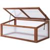Outsunny Serra in legno Outsunny, mini serra 100 x 65 x 40 cm, serra con copertura, protezione UV, serra traslucida, letto rialzato invernale per giardino, marrone