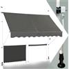 GYMAX Tenda da Sole a Bracci Regolabile in Altezza, Tenda da Sole con Manovella per Balcone, Tenda Impermeabile e Resistente al Sole, Altezza Regolabile da 2M a 3M, per Finestra (Grigio, 250 CM)