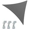 Rebecca Mobili Vela Parasole Triangolare, Tenda Vela Ombreggiante, Grigio Scuro, Polietilene Hdpe, Corde Incluse, Anelli In Acciaio, Per Giardino Balcone - Misure: 3,6x3,6x3,6 mt - Art. RE6814