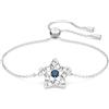 Swarovski Stella Bracciale, con Cristalli e ZirconiaSwarovski , Chiusura a Sfera Scorrevole, Placcato in Tonalità Rodio, Azzurro
