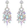 Clearine Art Deco Rhinestone Marquise Emerald Cut Rectangle Geometric Statement Dangle Earrings per Donne Argento trasparente-fondo
