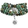 oasymala Bracciale Mala da 6 mm con 108 perline, collana Yoga Zen con ciondolo Buddha e loto per la preghiera (Turchese africano (African Turquoise))