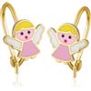 Sakrami orecchini in Argento 925 con Angioletto smaltato - Kids Collection + confezione regalo personalizzata - per bambina, ragazza - idea portafortuna per nascita, battesimo, comunione, compleanno