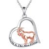 POPLYKE Collana da donna di capra in argento sterling con ciondolo a forma di cuore e capra regalo per le donne, Nessuna pietra preziosa