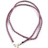 Minoplata Girocollo unisex in seta intrecciata viola con chiusura in argento sterling 925, 50 cm x 2,5 mm