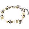 Purelei® Coast - Bracciale con pietre preziose, in madreperla, diaspro dalmata e serpentina, 17-20 cm, in acciaio inox color oro o argento, regolabile, impermeabile, Eine Grösse, Acciaio inossidabile