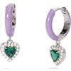 MABINA GIOIELLI - Orecchini Donna - Orecchini a cerchio in argento con smalto viola e smeraldo sintetico - 563593