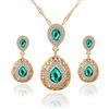 AILUOR Set di gioielli alla moda con cristalli a goccia, stile retrò, vintage, con nodo celtico a goccia d'acqua, con pietre preziose verdi, collana e orecchini a perno, set di gioielli per donne