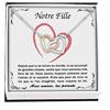 TILOVE Collana da donna personalizzata con ciondolo a forma di cuori intrecciati, contenente un messaggio d'amore per tua figlia firmato mamma e papà, in acciaio inox, con zirconi, Acciaio