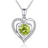 immobird Collana Donna con Peridoto Pietra Portafortuna di Argento 925 Collana Ciondolo a Forma di Cuore Regali Compleanno Donna