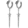 HZMAN Spada Dangle Drop orecchini da uomo gotico punk acciaio inox drago cavaliere cerniera huggie hoop orecchini gioielli regalo