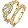 JewelryPalace 0.5ct Canale Anello Halo Donna placcato oro giallo 14K con Cubica Zirconia, Pietra a Taglio Principessa, Fedi Nuziali in Oro 19.5