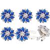 FINGERINSPIRE 6 Pz Copri Bottoni con Strass da Donna 25.5mm di Diametro a Forma di Fiore in Cristallo di Zaffiro Gemelli Bottoni Automatici in Lega Staccabili Clip per Gioielli per Vestiti Decorazioni
