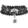 oasymala Braccialetto Japa Mala Beads 108, collana con ciondolo Buddha con ciondolo simbolo OM Yoga per uomo o donna (Labradorite)