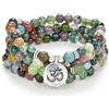 oasymala Ciondolo con simbolo yoga 108 Bracciale o collana da meditazione con perline di Mala per uomo o donna (Agata indiana (Indian Agate))