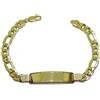 Never say Never Bracciale da uomo grande in oro giallo 18 kt con piastra e catena 3 x 1 da 8 mm di larghezza, lunghezza 21,50 cm. Personalizzabile al 100%