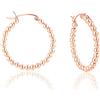 DTPsilver® Orecchini Cerchio Argento 925 Placcato Oro Rosa - Orecchini Cerchio Donna - Creoli con Palline - Orecchini Cerchio Grandi - Diametro 30 mm - Spessore 3 mm