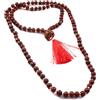 Generic Collana Mala da meditazione in legno di sandalo rosso 108 | Mala in legno di sandalo rosso AAA naturale | collana Mala con 108 perline di preghiera | braccialetto Mala annodato a mano | Japa Mala |