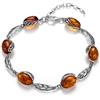 Copal Bracciale In Ambra E Argento Sterling 925 Con Dimensioni Regolabili