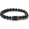 ZENSE - Bracciale uomo elasticizzato nero con perle Onyx