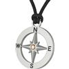 amorili Collana Rosa dei Venti Bussola Acciaio Inox e Elemento Oro - Cordoncino Regolabile - Gioiello Nautico Unise - cln0256