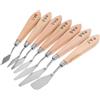 Lurrose Set 7 Pezzi Spatole per Dipingere Manico in Legno e Lama in Acciaio Inox, Adatto per Pittura su Tela e Strade, Strumenti per Miscelare e Raschiare Colori