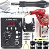 TECHREBAL 858D Saldatore Plastica Aria Calda 700W, Kit Riparazione Paraurti Auto con Graffettatrice H50, 200 Punti Metallici, 300g Barrette PP/EPDM PP ABS, Taglierina, Pinza e Ugelli Rework, 220V