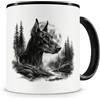 Samunshi Tazza con scritta Dobermann im Wald Tazza da tè per i fan dei cani, tazza da caffè divertente per compleanno per padroni e donne