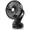 ELZO Mini Ventilatore con Clip, 5000mAh Ventilatore USB da Tavolo con Rotazione a 360°, Silenzioso Ventilatore Portatile Ricaricabile a Velocità Continua per Passeggino Ufficio Campeggio Auto (Nero)