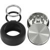 JCASE Grinder Travel in acciaio inox Ø 42 mm - Mini Grinder in acciaio inox con custodia in silicone nero e moschettone - compatto, robusto, elegante per i viaggi