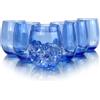 Yanglonghui Set di 6 bicchieri da vino in plastica acrilica, infrangibili e impilabili, senza BPA, lavabili in lavastoviglie, bicchieri riutilizzabili per feste e uso a bordo piscina (blu, 590 ml)