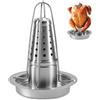 HMCEY Supporto Pollo Bbq In Acciaio Inox,Griglia per Pollo Barbecue con Vassoio,Teglia per Pollos Girarrosto,Supporto per Cucinare,Porta Arrosto Antiaderente,Roaster Rack Verticale per Forno, Grilling