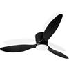 Vkechh Ventilatore da soffitto con illuminazione e telecomando, Ø 132 cm, lampada da soffitto con ventilatore dimmerabile, 3 temperature di colore e 6 livelli, funzione estate/inverno, con timer, nero