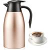 Behogan Thermos da 2 litri, thermos a doppia parete, isolamento sottovuoto, caffettiera isolata con manico e beccuccio, caffettiera per caffè caldo e freddo (colore oro rosa)