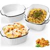 PENRUNKA 4Pcs Teglie da Forno Ceramica Rettangolari con Manici, 400ml Pirofila Impilabile Mini Sicurezza Friggitrice Ad Aria, Microonde, Lavastoviglie e Forni Tradizionali, Teglie per Cottura e Arrostimento