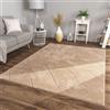 TT Home Tappeto Camera Da Letto Soggiorno Pelo Corto Etnico Scandi 3D Moderno, Colore:Beige, Dimensione:160x220 cm