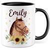 Pagma Druck Tazza con cavalli personalizzata, personalizzabile con il nome desiderato, tazza da caffè 330 ml in ceramica - proprio nome cavallo disegno ragazza donna idea regalo personalizzabile Pony tazza caffè