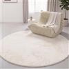 Interiyou Tappeto salotto pelo corto Fargo - 80x80 cm Rotondo Crema - Morbid in pelliccia sintetica - Lavabile e antiscivolo - Corto e soffice