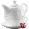 Gilde Porzell Tea for one 'Hirsch Design' weiss/grau 49580