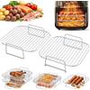 PETHREE Griglia per Friggitrice ad Aria, 2 Pezzi Accessori Friggitrice ad Aria, Acciaio Inox 304 Griglia Friggitrice per Cosori 5,5/5,7/6/6,4L, Cecotec 5,5/6/6,5/7/8L Moulinex 6,5/7/7,5L, Philips 6,2L