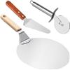 Moxeupon Set di attrezzi per pizza, set di da forno per pizza, 3 pezzi, per pizza, per pizza in metallo con manico in legno per pasta, pane e pasticceria