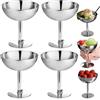 GOMETY 4 Pezzi Coppette Gelato in Acciaio Inox 200 ml, Ciotole per Dessert con Piede Ø 10 cm, Riutilizzabili per Gelato, Yogurt, Budino, Macedonia e Dolci - Argento