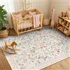 INOVADAY Tappeto Lavabile 90x150 cm, Stile Boho, Pelo Corto, Antiscivolo, Design Stampa Floreale, per Soggiorno, Camera da Letto, Sala da Pranzo, Ufficio, Camera dei Bambini, Beige Chiaro