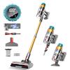 Tdyon 60Kpa&600W Aspirapolvere Senza Fili, 75Mins Scopa Elettrica Senza Aspirapolvere Senza Fili Potente, 11 Stadi Filtrati con supporto di ricarica da parete/Schermo OLED Smart, Anti-Avvolgimento (oro)
