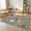 JynxtoyZeal Tappeto con Tracciato Stradale Cartoon, Tappeto Mappa Città, Carpet in Fibra di Poliestere,Carpet Decorativo Antiscivolo e Lavabile per Ambienti Domestici-80x120cm